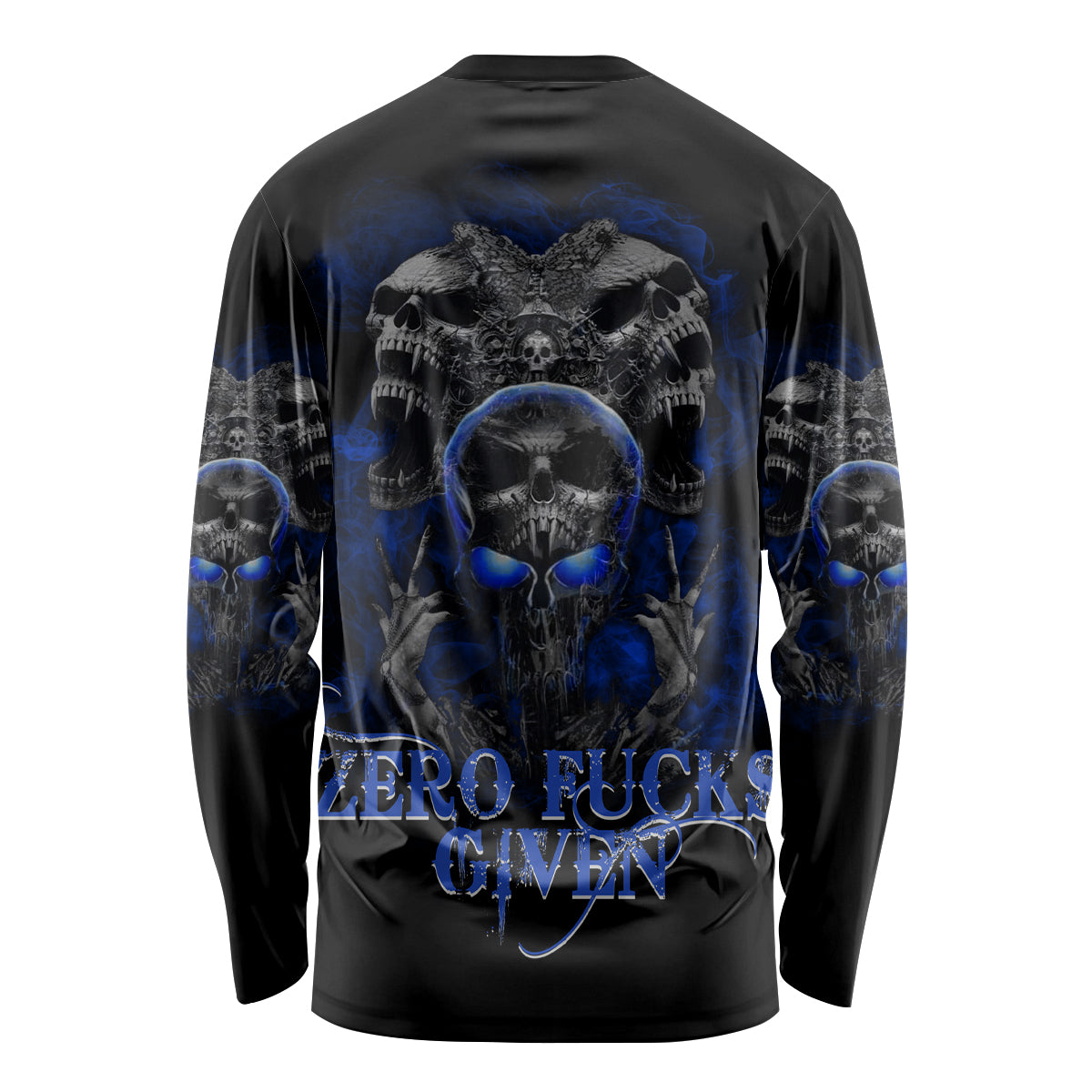 Skull Butterfly Demon - Zero Fck Given Long Sleeve Shirt - Wonder Print Shop