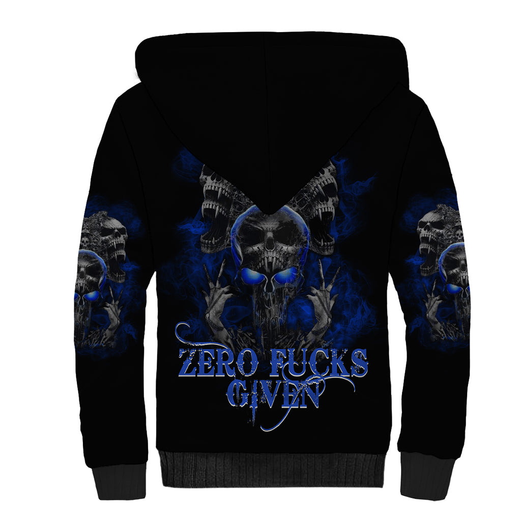 Skull Butterfly Demon - Zero Fck Given Sherpa Hoodie - Wonder Print Shop