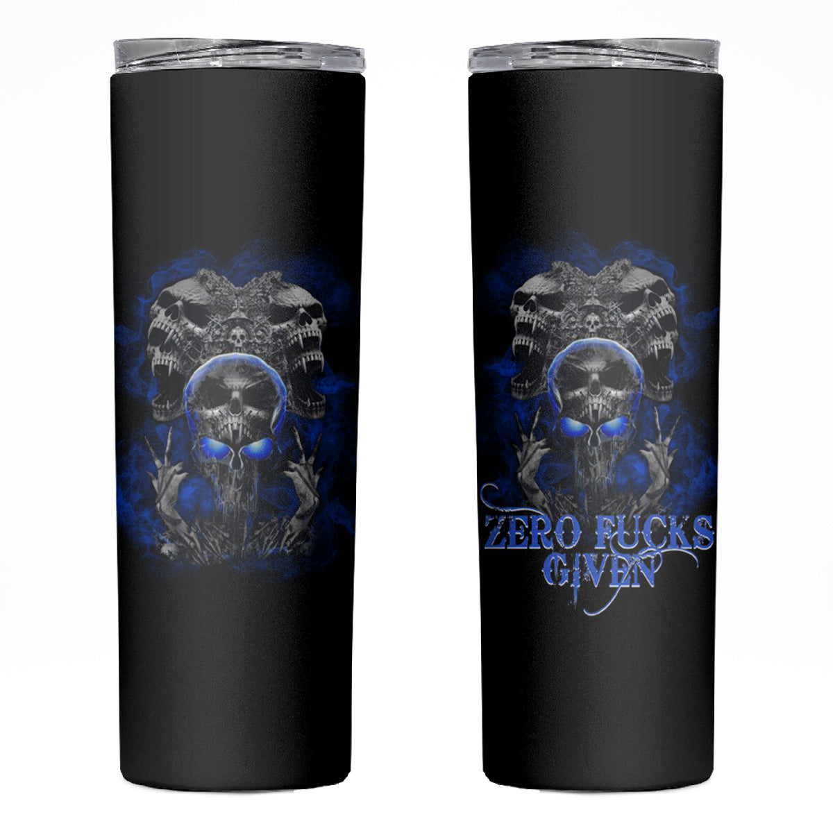 Skull Butterfly Demon - Zero Fck Given Skinny Tumbler - Wonder Print Shop