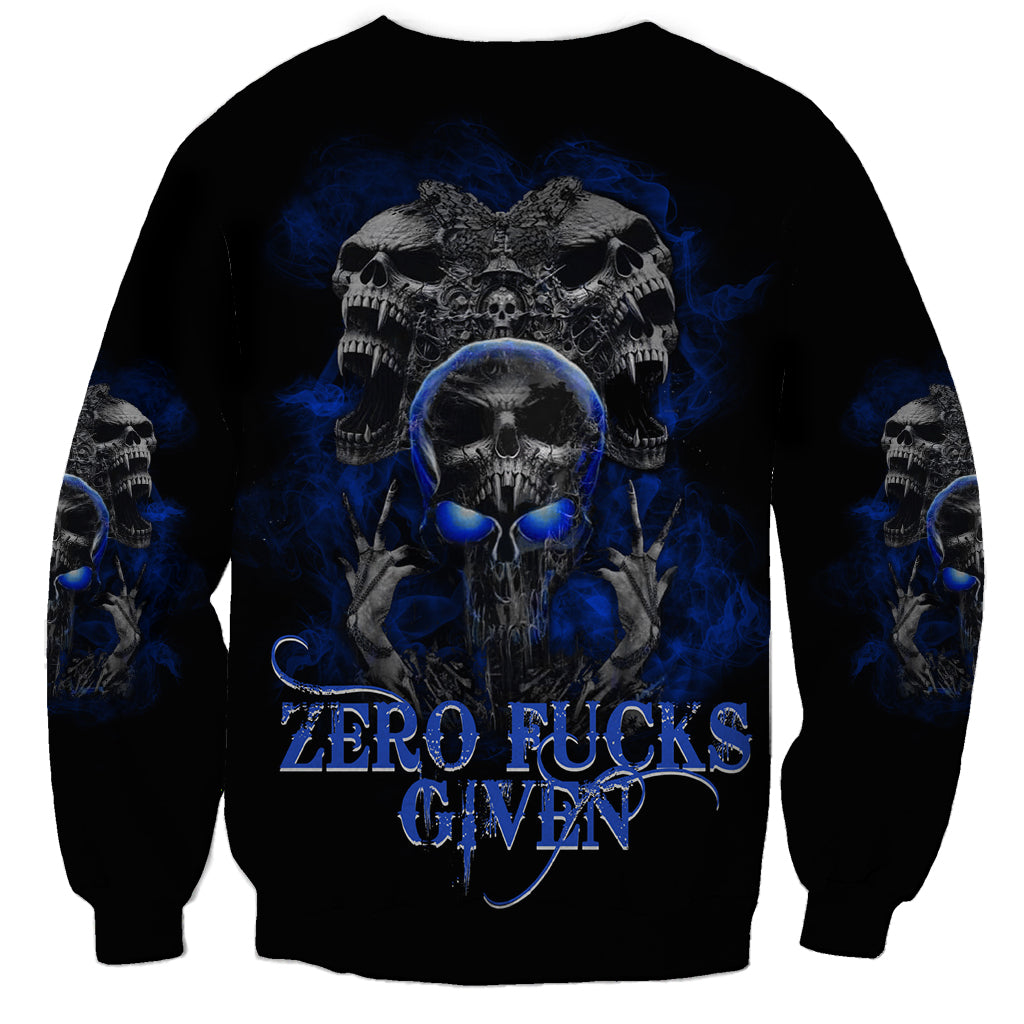 Skull Butterfly Demon - Zero Fck Given Sweatshirt - Wonder Print Shop