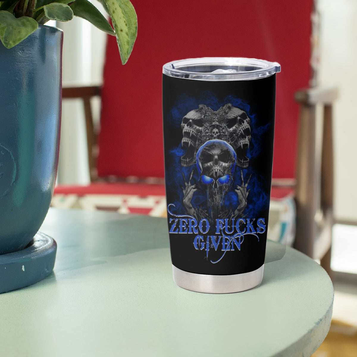 Skull Butterfly Demon - Zero Fck Given Tumbler Cup - Wonder Print Shop