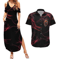 I'm Never Alone Skull Demon Couples Matching Summer Maxi Dress and Hawaiian Shirt - Wonder Print Shop