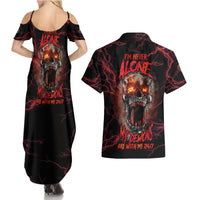 I'm Never Alone Skull Demon Couples Matching Summer Maxi Dress and Hawaiian Shirt - Wonder Print Shop
