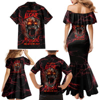 I'm Never Alone Skull Demon Family Matching Mermaid Dress and Hawaiian Shirt - Wonder Print Shop
