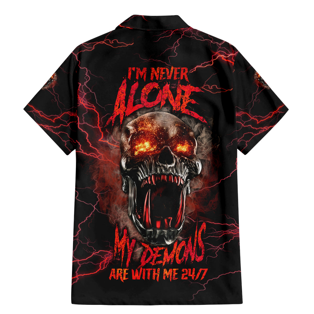 I'm Never Alone Skull Demon Family Matching Mermaid Dress and Hawaiian Shirt - Wonder Print Shop