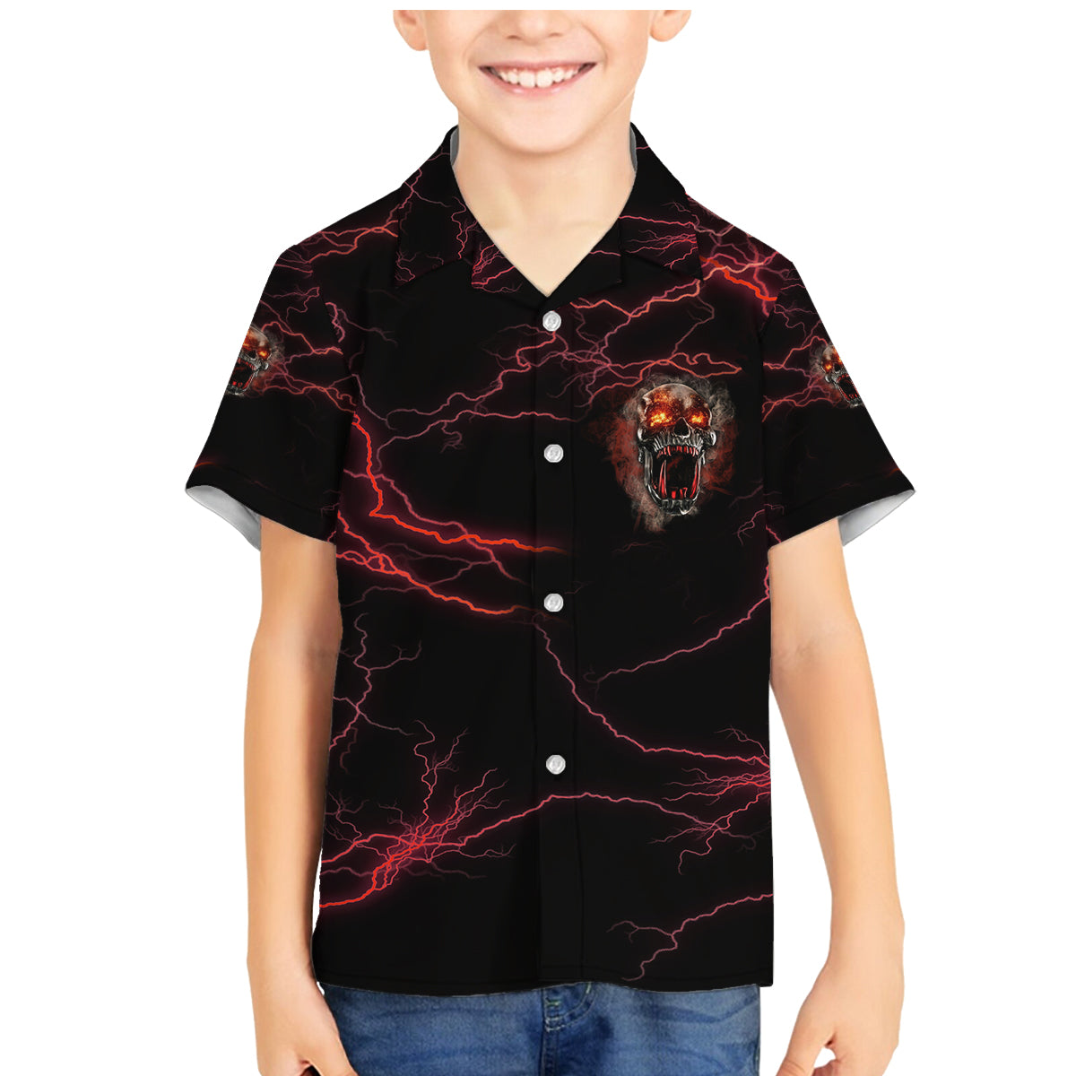 I'm Never Alone Skull Demon Family Matching Mermaid Dress and Hawaiian Shirt - Wonder Print Shop