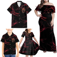 I'm Never Alone Skull Demon Family Matching Off Shoulder Maxi Dress and Hawaiian Shirt - Wonder Print Shop