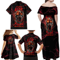 I'm Never Alone Skull Demon Family Matching Off Shoulder Maxi Dress and Hawaiian Shirt - Wonder Print Shop