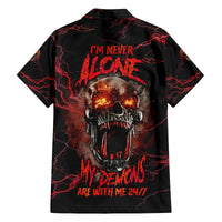 I'm Never Alone Skull Demon Family Matching Puletasi Dress and Hawaiian Shirt - Wonder Print Shop