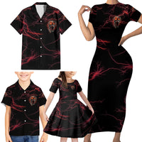 I'm Never Alone Skull Demon Family Matching Short Sleeve Bodycon Dress and Hawaiian Shirt - Wonder Print Shop
