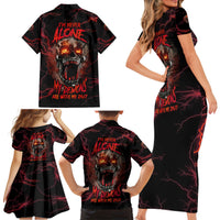 I'm Never Alone Skull Demon Family Matching Short Sleeve Bodycon Dress and Hawaiian Shirt - Wonder Print Shop