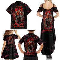 I'm Never Alone Skull Demon Family Matching Summer Maxi Dress and Hawaiian Shirt - Wonder Print Shop