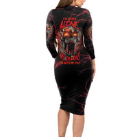 I'm Never Alone Skull Demon Long Sleeve Bodycon Dress - Wonder Print Shop