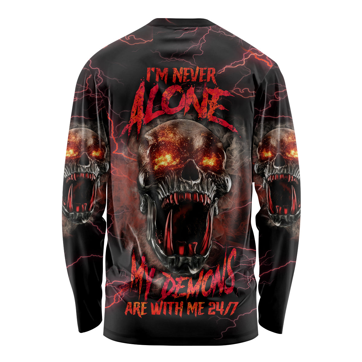 I'm Never Alone Skull Demon Long Sleeve Shirt - Wonder Print Shop