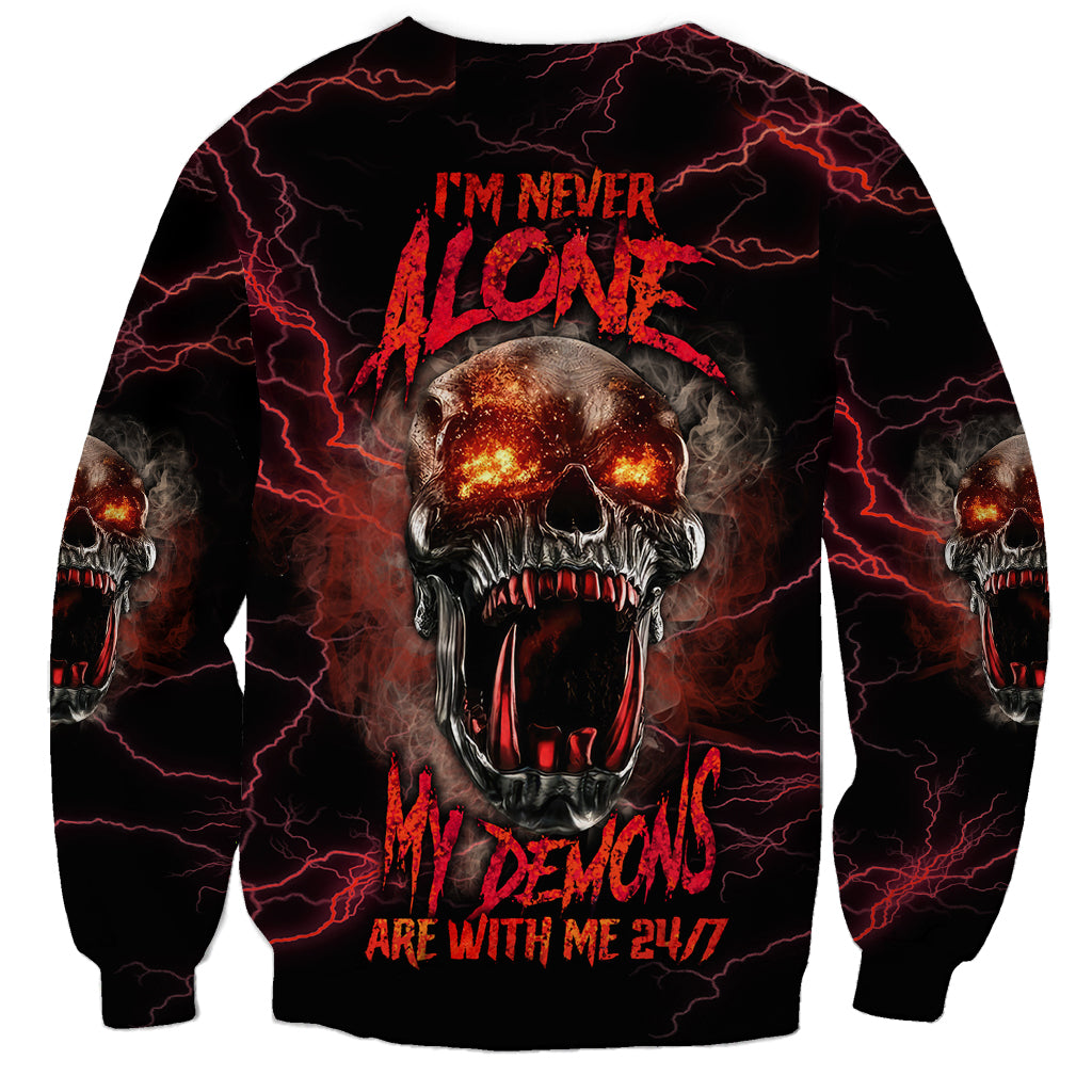 I'm Never Alone Skull Demon Sweatshirt - Wonder Print Shop