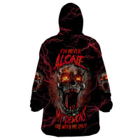 I'm Never Alone Skull Demon Wearable Blanket Hoodie - Wonder Print Shop