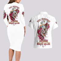 You Inspire My Inner Serial K Skull Rose Couples Matching Long Sleeve Bodycon Dress and Hawaiian Shirt - Wonder Print Shop