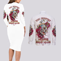 You Inspire My Inner Serial K Skull Rose Couples Matching Long Sleeve Bodycon Dress and Long Sleeve Button Shirt - Wonder Print Shop