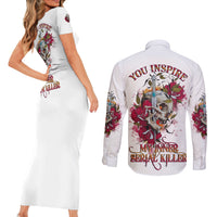 You Inspire My Inner Serial K Skull Rose Couples Matching Short Sleeve Bodycon Dress and Long Sleeve Button Shirt - Wonder Print Shop