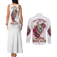 You Inspire My Inner Serial K Skull Rose Couples Matching Tank Maxi Dress and Long Sleeve Button Shirt - Wonder Print Shop