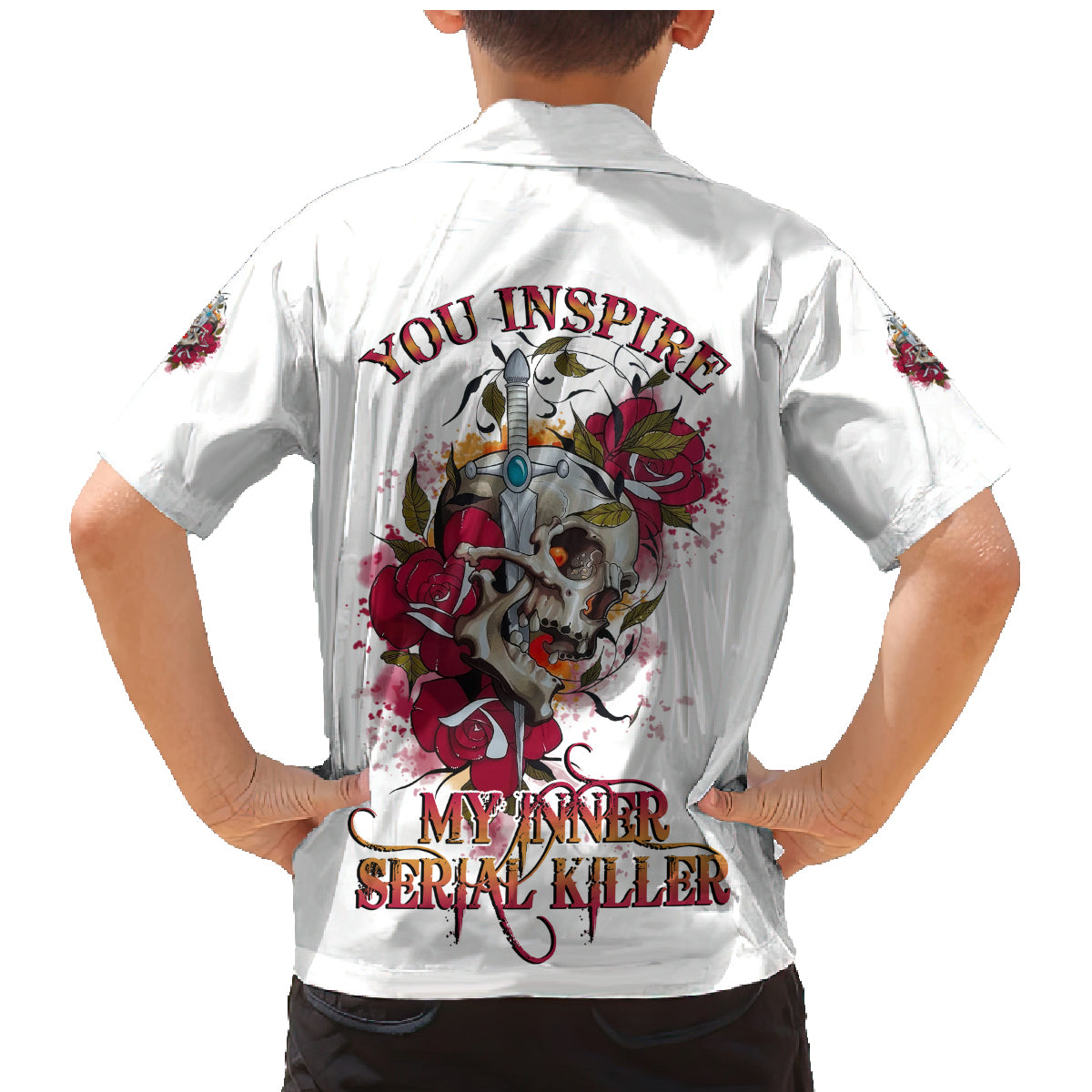 You Inspire My Inner Serial K Skull Rose Family Matching Mermaid Dress and Hawaiian Shirt - Wonder Print Shop