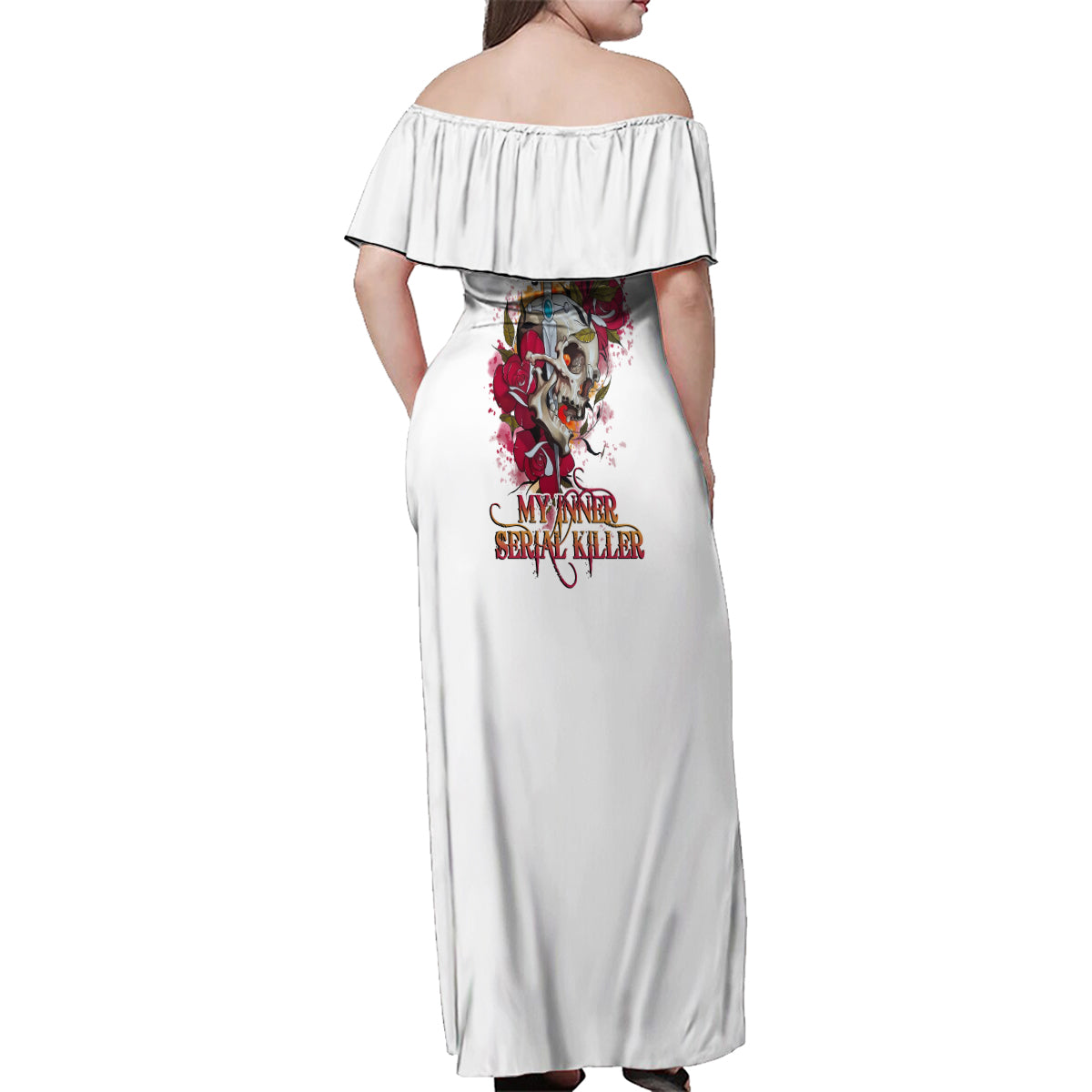 You Inspire My Inner Serial K Skull Rose Family Matching Off Shoulder Maxi Dress and Hawaiian Shirt - Wonder Print Shop