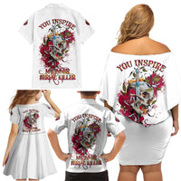 You Inspire My Inner Serial K Skull Rose Family Matching Off Shoulder Short Dress and Hawaiian Shirt - Wonder Print Shop