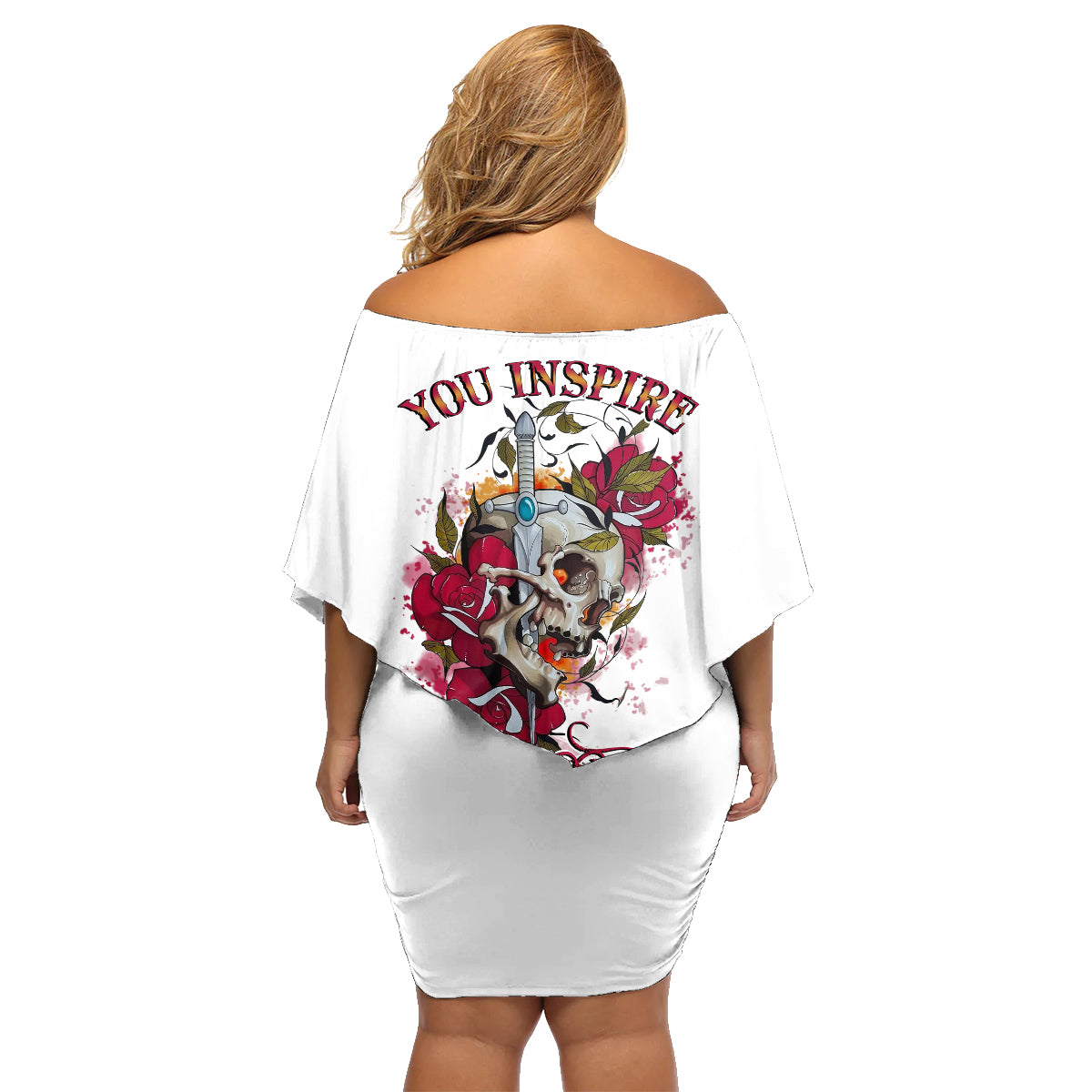 You Inspire My Inner Serial K Skull Rose Family Matching Off Shoulder Short Dress and Hawaiian Shirt - Wonder Print Shop