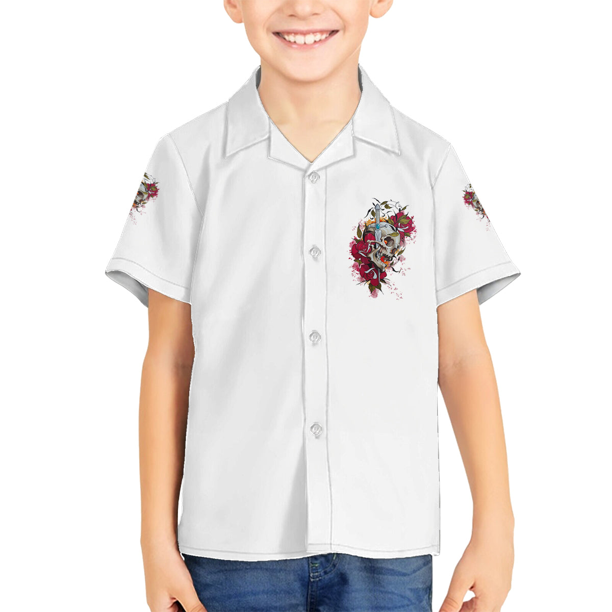 You Inspire My Inner Serial K Skull Rose Family Matching Off Shoulder Short Dress and Hawaiian Shirt - Wonder Print Shop