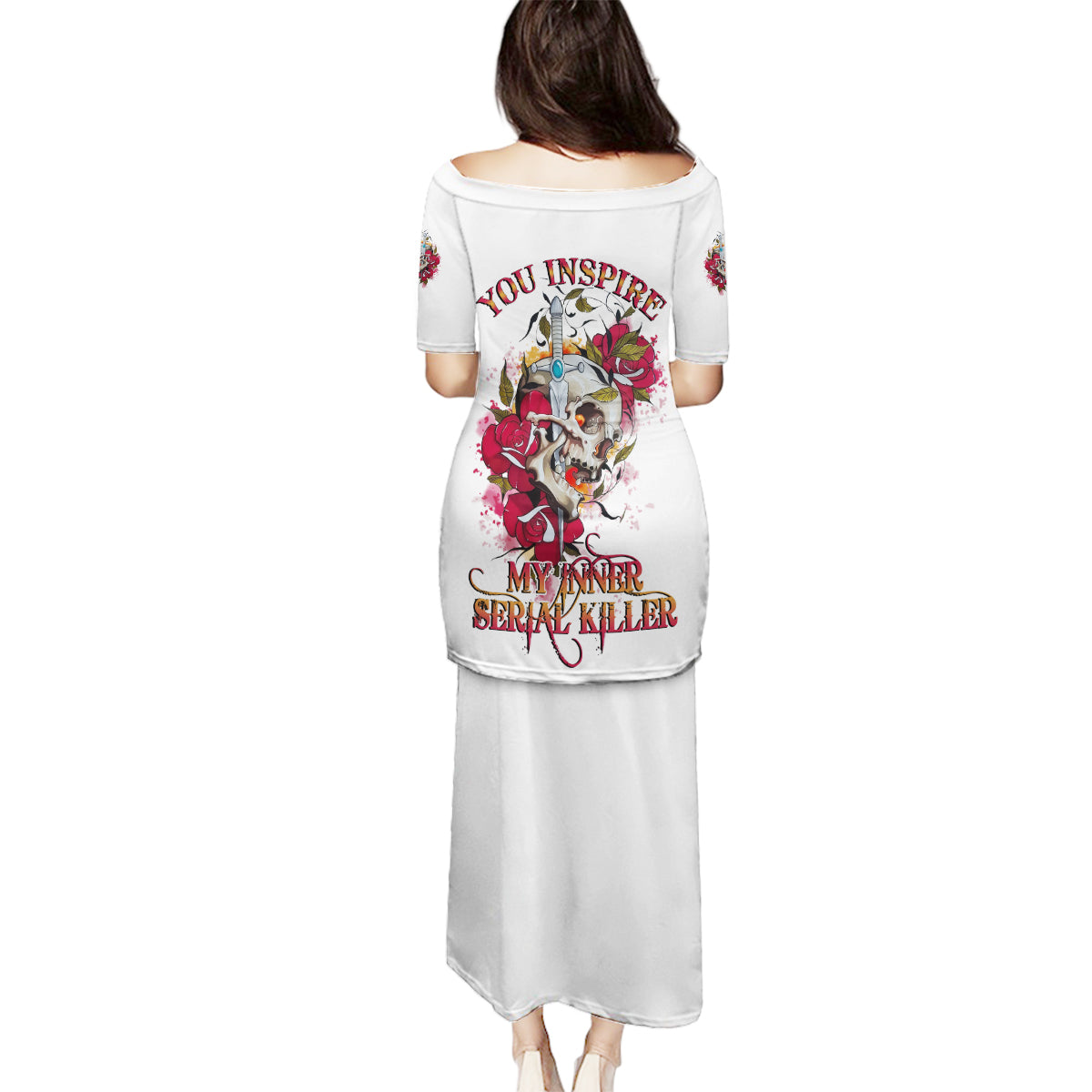 You Inspire My Inner Serial K Skull Rose Family Matching Puletasi Dress and Hawaiian Shirt - Wonder Print Shop