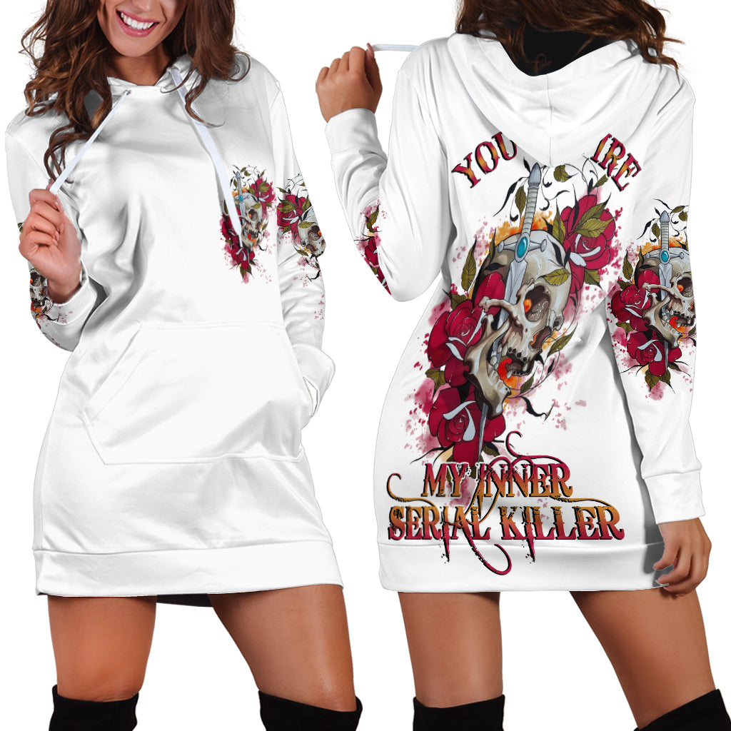 You Inspire My Inner Serial K Skull Rose Hoodie Dress - Wonder Print Shop