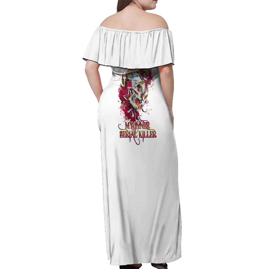You Inspire My Inner Serial K Skull Rose Off Shoulder Maxi Dress - Wonder Print Shop