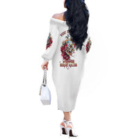 You Inspire My Inner Serial K Skull Rose Off The Shoulder Long Sleeve Dress - Wonder Print Shop