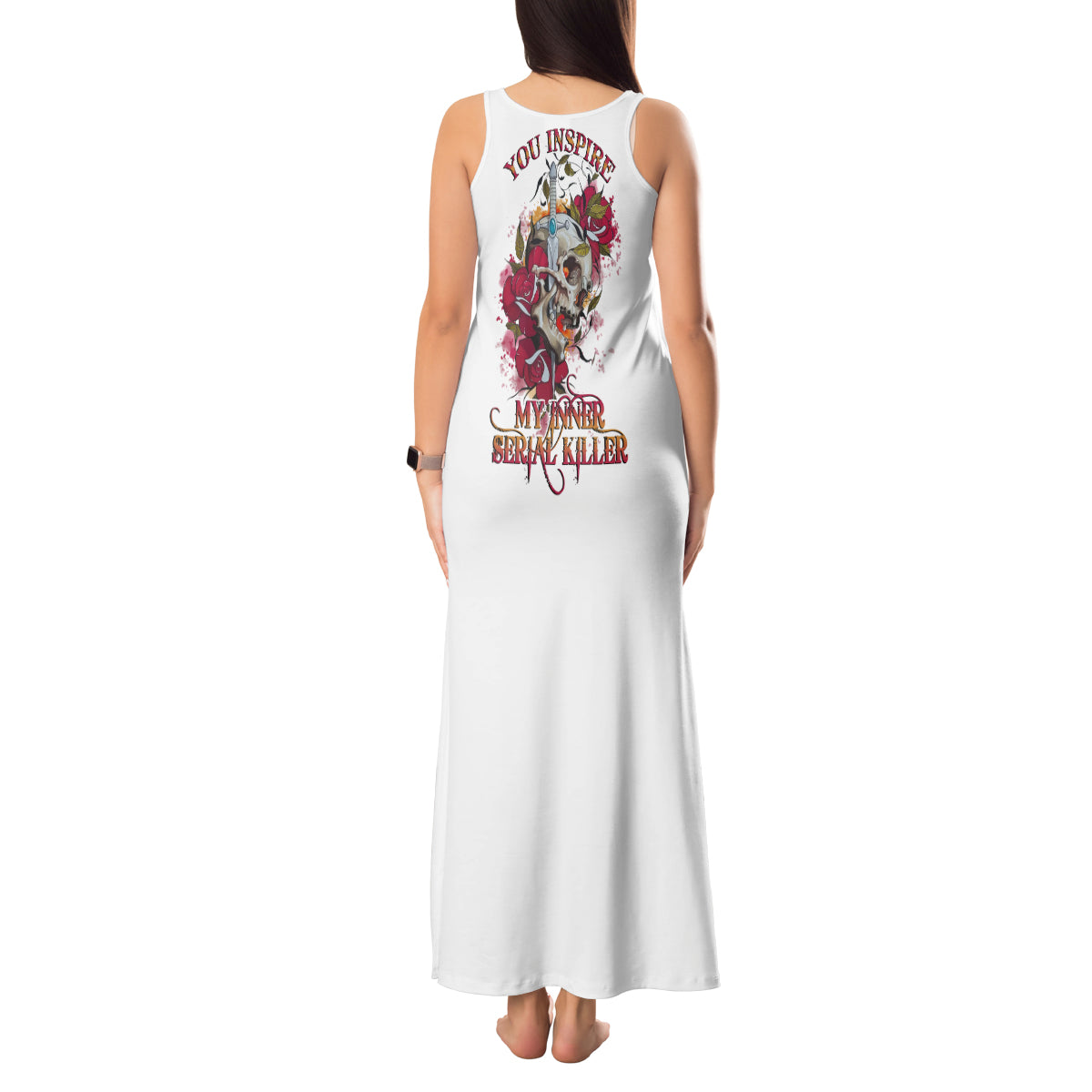 You Inspire My Inner Serial K Skull Rose Tank Maxi Dress - Wonder Print Shop