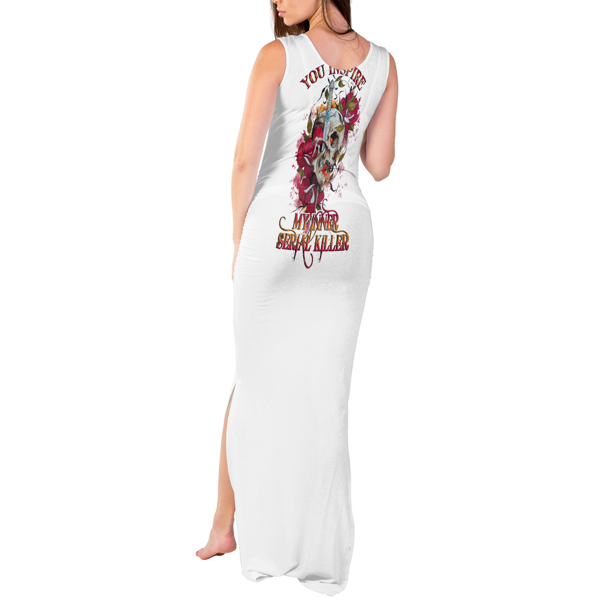 You Inspire My Inner Serial K Skull Rose Tank Maxi Dress - Wonder Print Shop