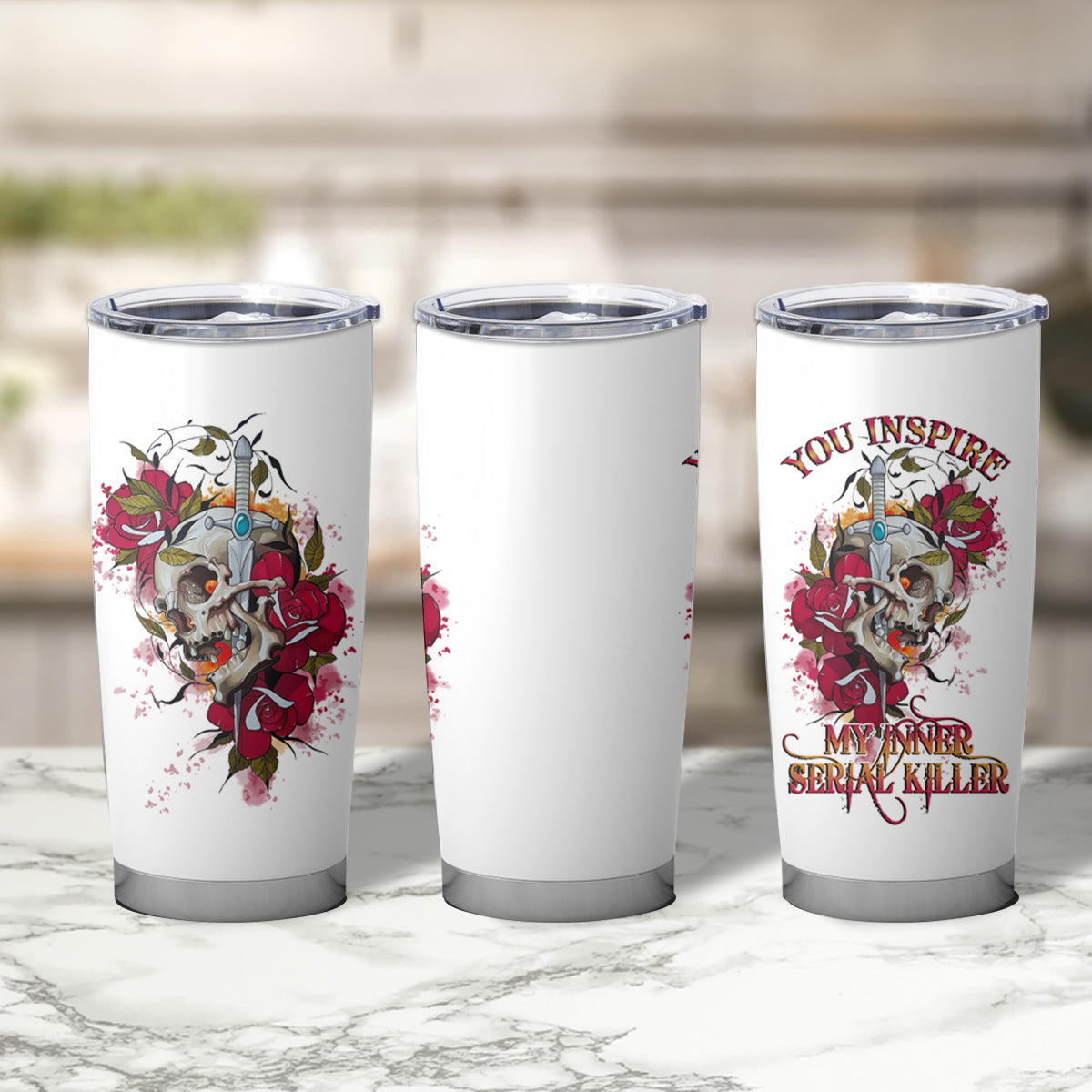 You Inspire My Inner Serial K Skull Rose Tumbler Cup - Wonder Print Shop