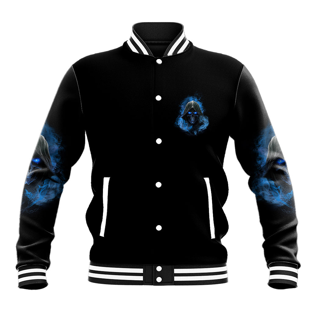 When I Was Born Reaper Fire Blue Baseball Jacket - Wonder Print Shop