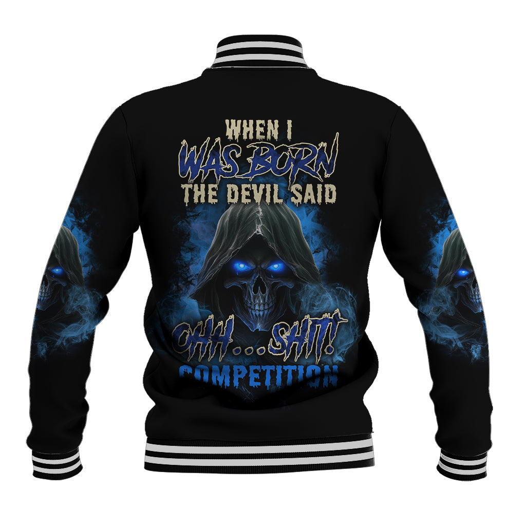 When I Was Born Reaper Fire Blue Baseball Jacket - Wonder Print Shop