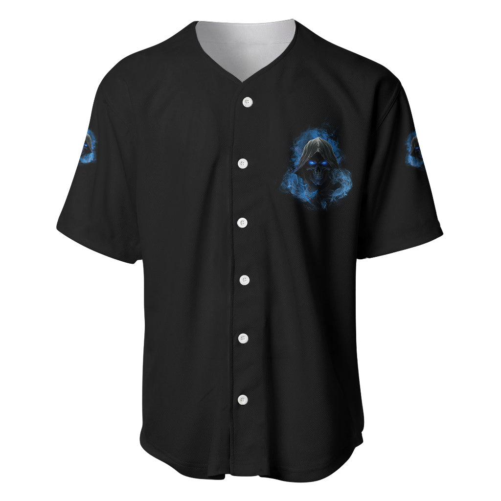 When I Was Born Reaper Fire Blue Baseball Jersey - Wonder Print Shop