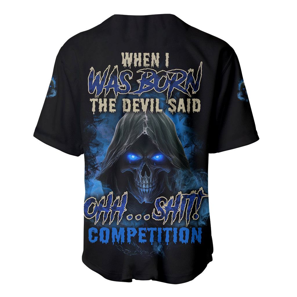 When I Was Born Reaper Fire Blue Baseball Jersey - Wonder Print Shop