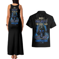When I Was Born Reaper Fire Blue Couples Matching Tank Maxi Dress and Hawaiian Shirt - Wonder Print Shop