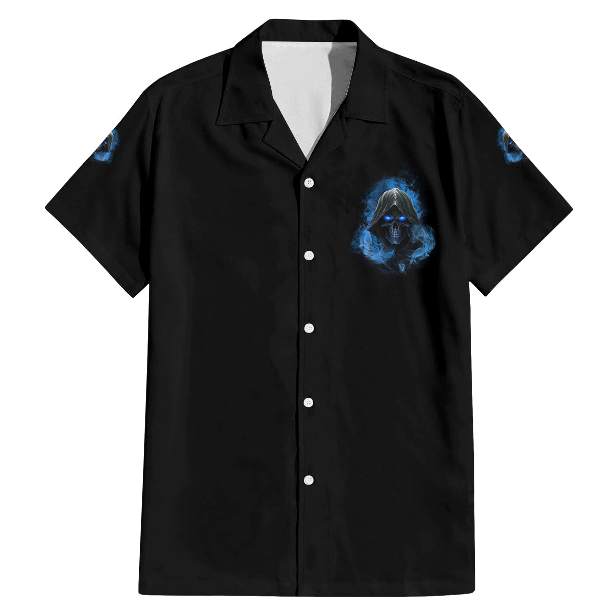 When I Was Born Reaper Fire Blue Family Matching Mermaid Dress and Hawaiian Shirt - Wonder Print Shop