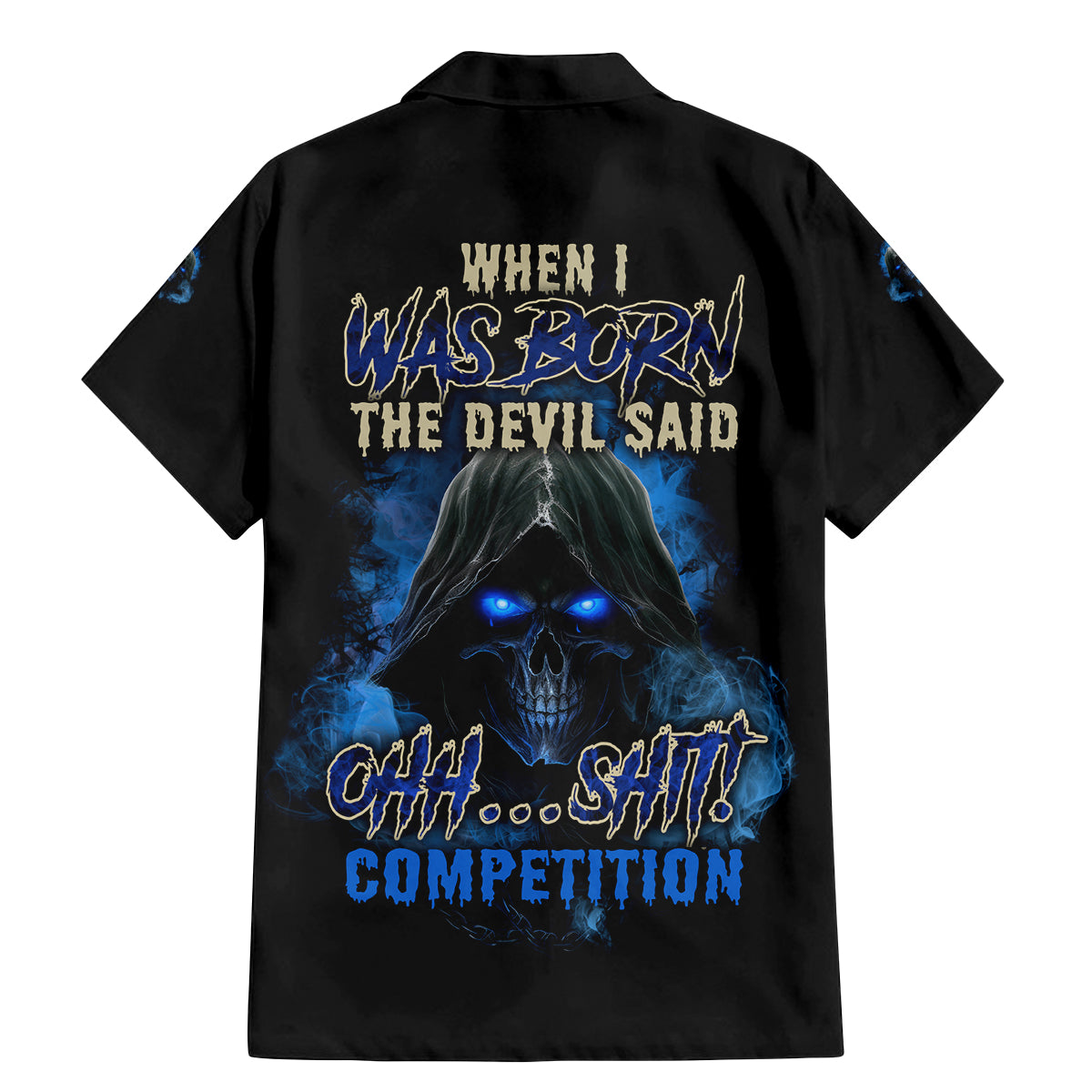 When I Was Born Reaper Fire Blue Family Matching Mermaid Dress and Hawaiian Shirt - Wonder Print Shop