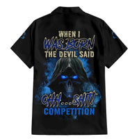 When I Was Born Reaper Fire Blue Family Matching Mermaid Dress and Hawaiian Shirt - Wonder Print Shop