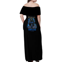 When I Was Born Reaper Fire Blue Family Matching Off Shoulder Maxi Dress and Hawaiian Shirt - Wonder Print Shop