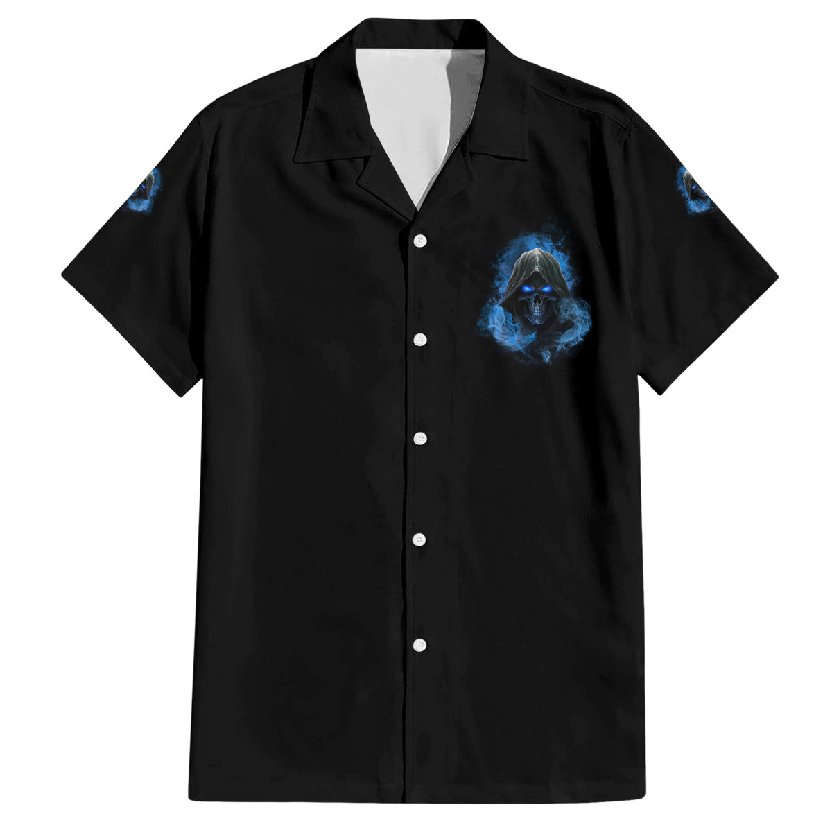 When I Was Born Reaper Fire Blue Family Matching Short Sleeve Bodycon Dress and Hawaiian Shirt - Wonder Print Shop