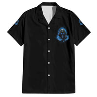 When I Was Born Reaper Fire Blue Family Matching Short Sleeve Bodycon Dress and Hawaiian Shirt - Wonder Print Shop