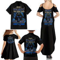 When I Was Born Reaper Fire Blue Family Matching Summer Maxi Dress and Hawaiian Shirt - Wonder Print Shop