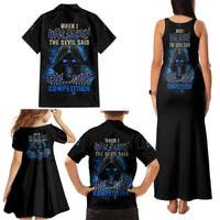 When I Was Born Reaper Fire Blue Family Matching Tank Maxi Dress and Hawaiian Shirt - Wonder Print Shop