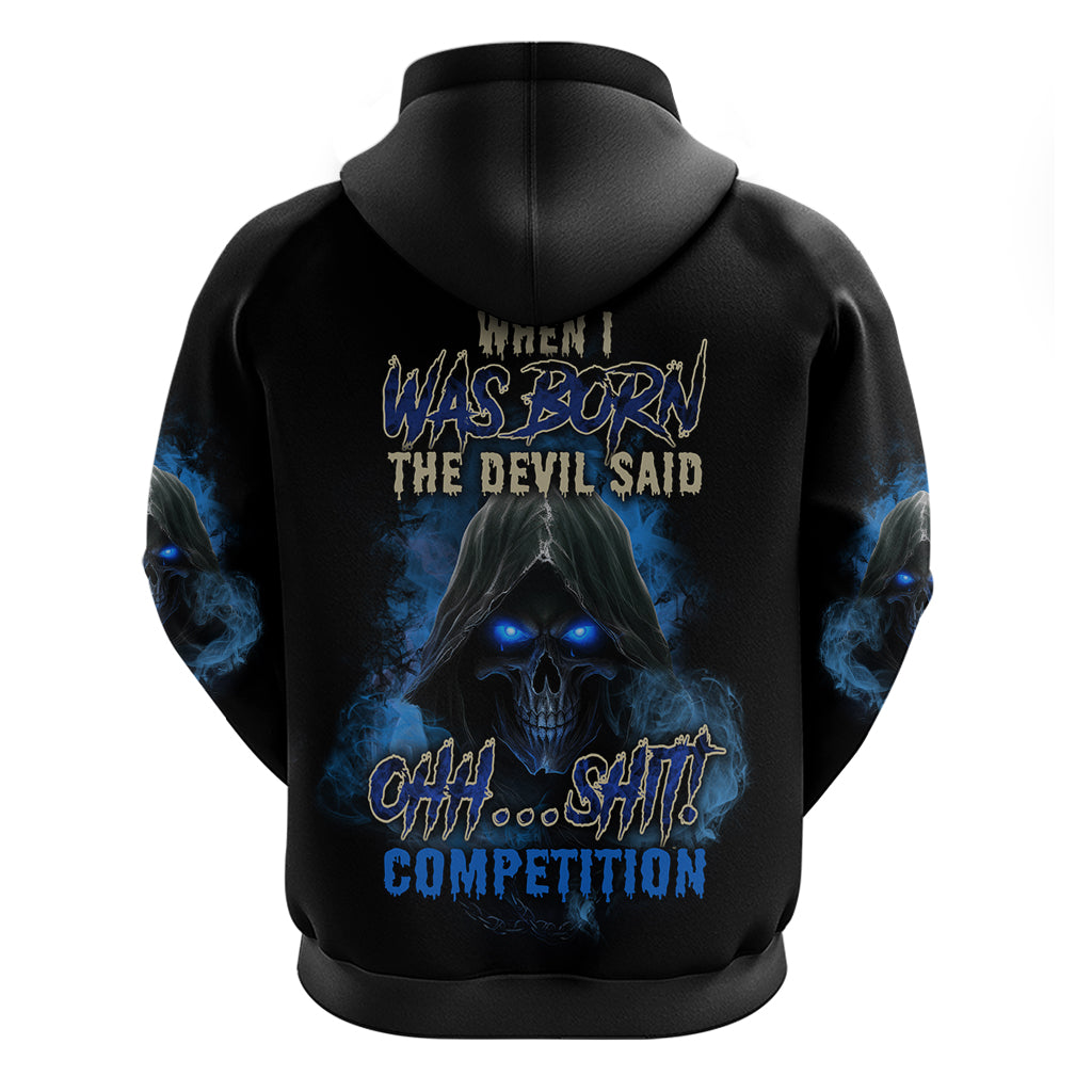When I Was Born Reaper Fire Blue Hoodie - Wonder Print Shop